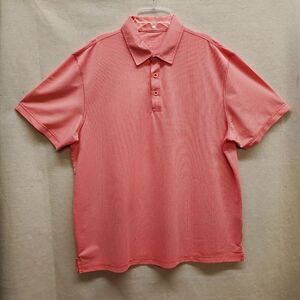 Men's Haggar Coral Dreams Small Gingham Polo Pullover Shirt Size L